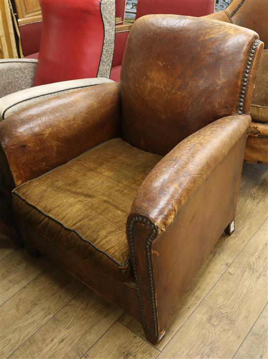 A French leather club armchair